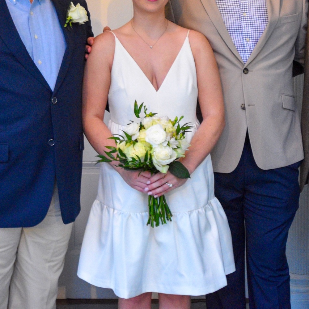 White satin cocktail dress